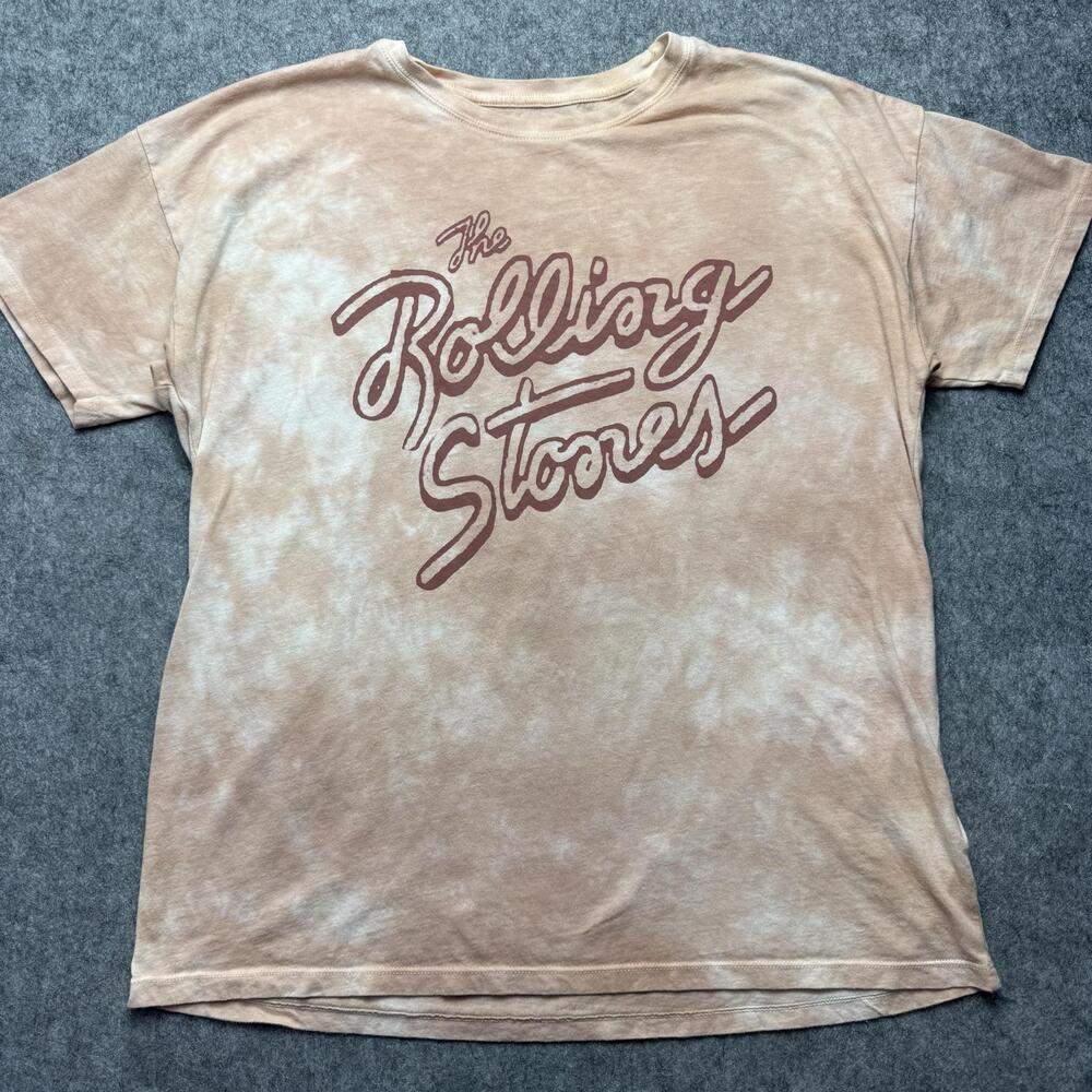 The Rolling Stones Tailgate Shirt Mens Medium Beige Tie Dye Tongue Band Tee
